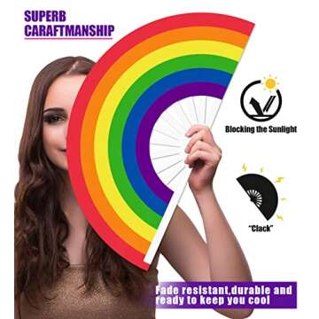Riccioofy Pride Fan - Large Rainbow Folding Hand Fan