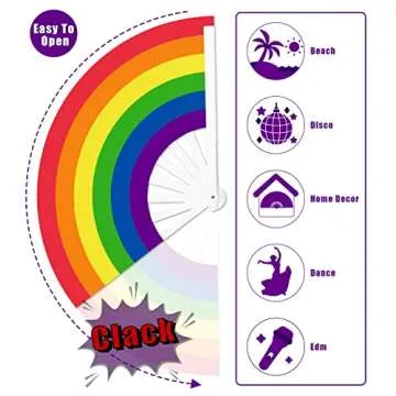 Riccioofy Pride Fan - Large Rainbow Folding Hand Fan