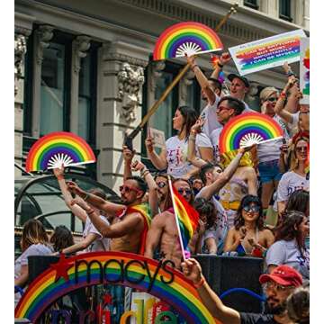 Riccioofy Pride Fan - Large Rainbow Folding Hand Fan