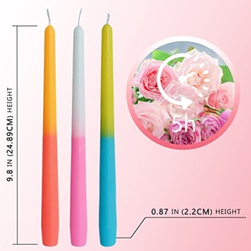 Handmade Rose Taper Candles Elegant Gift Set of 6
