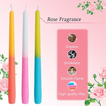 Handmade Rose Taper Candles Elegant Gift Set of 6
