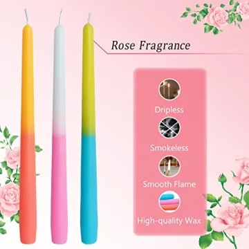 Handmade Rose Taper Candles Elegant Gift Set of 6