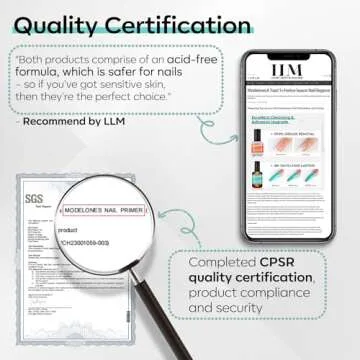 Modelones 4Pcs Nail Dehydrator and Primer, Acid Free Natural Nail Prep Dehydrate & Bond Primer, Bonding Primer for Acrylic Powder Nail Supplies