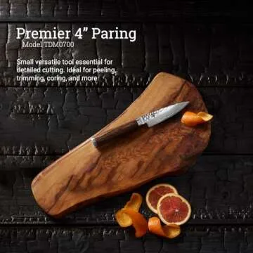 Shun Premier Paring Knife 4 inch VG-MAX Stainless Steel Blade with Tsuchime Finish and Pakkawood Handle, Cutlery Handcrafted in Japan, brown