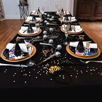 PAMMYAN Black Happy New Year Party Supplies Set - 175 PC for 25 Guests
