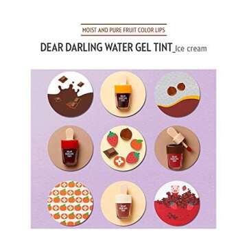 ETUDE HOUSE Dear Darling Water Gel Tint Ice Cream (PK004 Red Bean Red) | Vivid High-Color Lip Tint with Minerals and Vitamins from Soap Berry Extract to Moisture Your Lips
