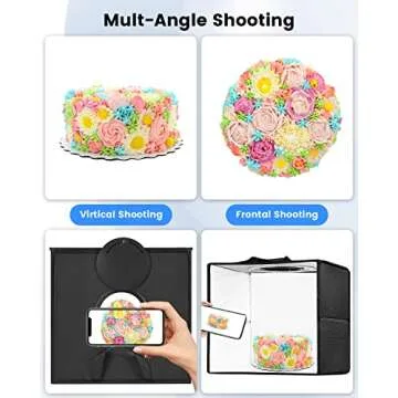 Fasonic 12"x12" Portable Photo Studio Light Box Photography, Professional Dimmable Shooting Tent Kit with 120 LED Lights & 6 Backdrops for Jewelry and Small Items Product