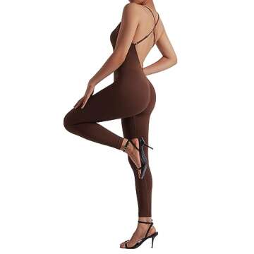 OMKAGI Women Strappy Backless One Piece Jumpsuit for Comfort
