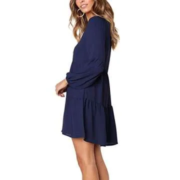 Amoretu Dresses for Women Loose Casual Swing Shift Mini Dress, Spring, Summer, 2025 (Navy, M)