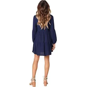 Amoretu Dresses for Women Loose Casual Swing Shift Mini Dress, Spring, Summer, 2025 (Navy, M)