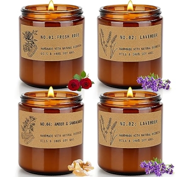 Candles Gifts for Women, 4 Pack Candles for Home Scented, 28 Oz Large Soy Aromatherapy Candles Set, ...