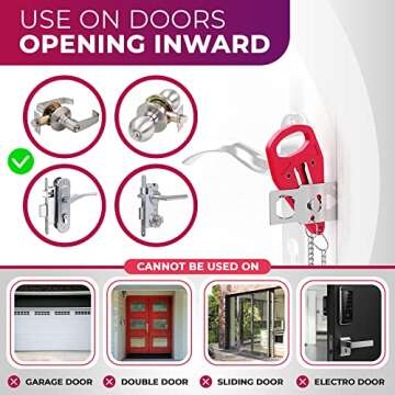 Portable Door Lock & Door Stop Alarm Dual Protection Security Hotel Door Dorm room Locks for Home Security Door Locker Additional Safety for Home and Hotel Room Door Lock Motel and College Pocket Lock