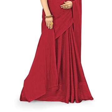 Sarees for Women's Wear Indian Traditional Wedding Wear Chiffon Saree with Unstich Blouse Piece (Saree & Non Stitched Blouse Piece, Red)