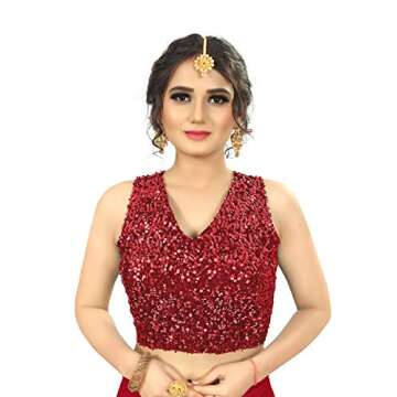 Sarees for Women's Wear Indian Traditional Wedding Wear Chiffon Saree with Unstich Blouse Piece (Saree & Non Stitched Blouse Piece, Red)
