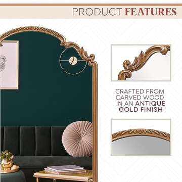 Wylde Iris Antique Gold Carved Arch Wall Mirror 22x30