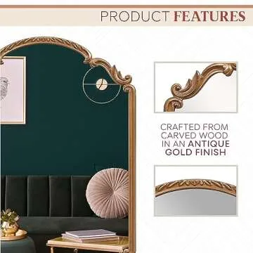 Wylde Iris Antique Gold Carved Arch Wall Mirror 22x30