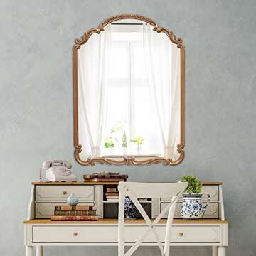 Wylde Iris Antique Gold Carved Arch Wall Mirror 22x30