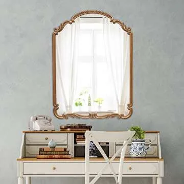 Wylde Iris Antique Gold Carved Arch Wall Mirror 22x30