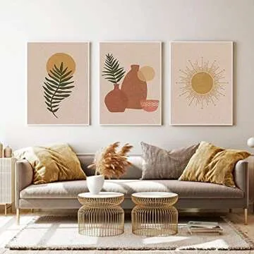 iMagitek Set of 6 Unframed Neutral Boho Art Prints, Boho Rainbow Wall Art, Mid Century Art Prints Set, Gallery Wall Art, Earth Tones Wall Art Prints, Earthy Wall Art Prints (8" x 10")