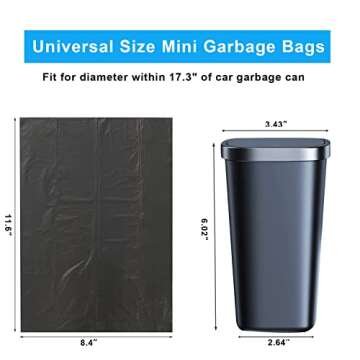 xuenair Car Trash Bag, [PE]Mini Trash Bags for Car, Mini Garbage Bags for Car Trash Can with Tear-Resistant Black Discreet Design Perfect Waste Disposal for Home Office On-The-Go Travel