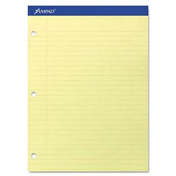 Ampad Evidence Dual Ruled Pad, Legal Ruling, Size 8.5 x 11.75 Inches, Canary Paper, 100 Sheets Per P...