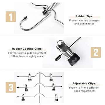 CINKSY Space Saving Skirt and Pants Hangers 3 Pack