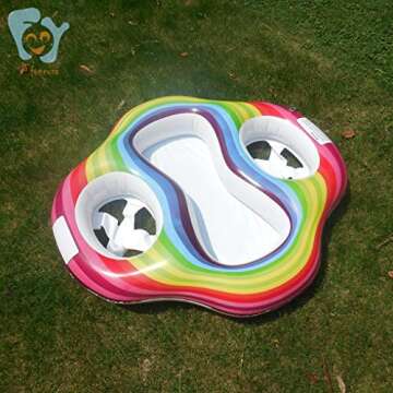 Inflatable Twin Baby Pool Float Infant Double Seat Floaty 2 Kids Swimming Rings