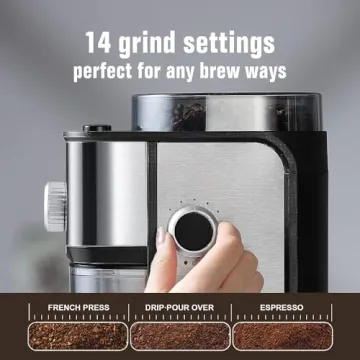 Ollygrin Flat Burr Coffee Grinder with 14 Grind Settings