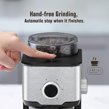 Ollygrin Flat Burr Coffee Grinder with 14 Grind Settings