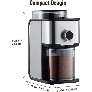 Ollygrin Flat Burr Coffee Grinder with 14 Grind Settings