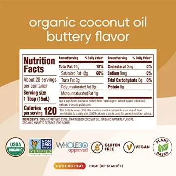Nutiva Organic Coconut Oil with Non-Dairy Butter Flavor, 14 Ounce (Pack of 2), USDA Organic, Non-GMO, Whole 30 Approved, Vegan & Gluten-Free, Plant-Based Replacement for Butter