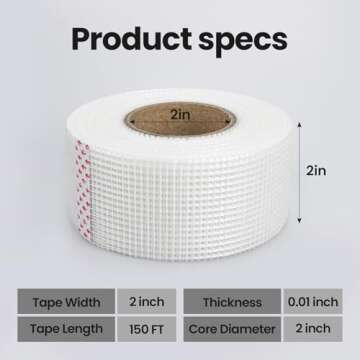 Etossan Drywall Joint Tape,2 inch x 150 FT,Self-Adhesive Drywall Mesh Tape for Drywall Finishing and Crack Repair,White
