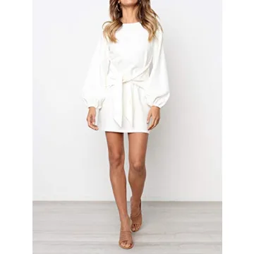 Women's Autumn Winter Cotton Knitted Bodycon Tie Waist Dress