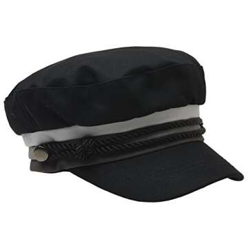 ATOBAO Cotton Sailor Fiddler Hat Unisex Greek Fisherman Beret Newsboy Cabbie Cap (Black)