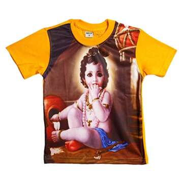DollsofIndia Printed Krishna on Brown T-Shirt for 2 to 3 Years of Age (IC90)