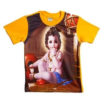DollsofIndia Printed Krishna on Brown T-Shirt for 2 to 3 Years of Age (IC90)