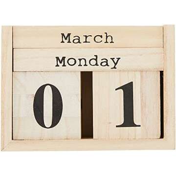 Bloomingville Paulownia Wood Perpetual Calendar