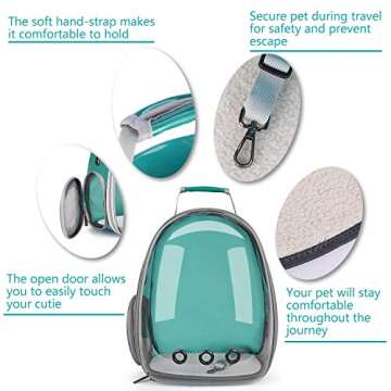 Lollimeow Cat Carrier Backpack, Clear Bubble Waterproof Backpack Carrier, Pets and Small Dogs,Airline-Approved, Designed for Travel, Hiking, Walking & Outdoor Use (Classic-Green)
