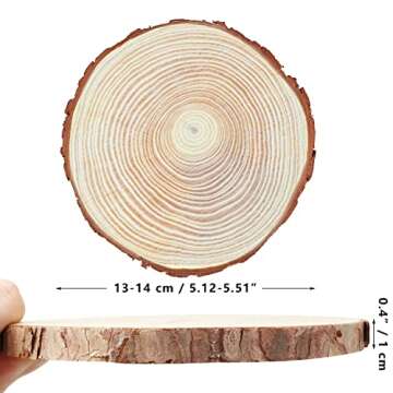 FSWCCK 17 PCS Unfinished Wood Slices for centerpieces 5.1-5.5 Inch,Round Wooden Discs with Tree Bark...