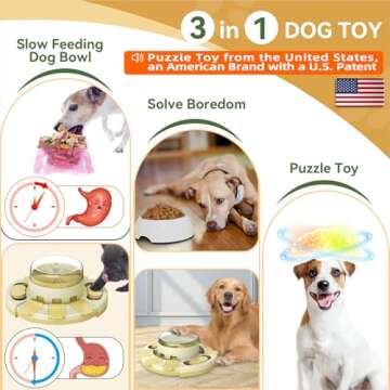 KADTC Dog Puzzle Toys for Small/Medium/Large Dogs Slow Feeder w/Button Level 2 in 1 Boredom Busters ...