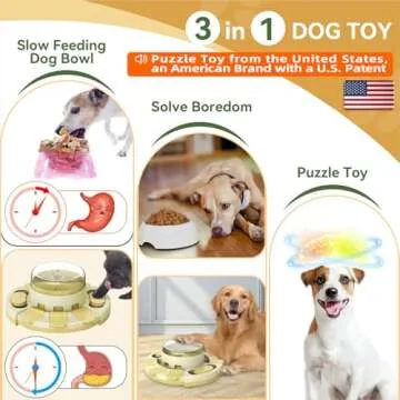 KADTC Dog Puzzle Toys for Small/Medium/Large Dogs Slow Feeder w/Button Level 2 in 1 Boredom Busters ...
