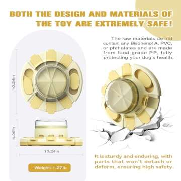 KADTC Dog Puzzle Toys for Small/Medium/Large Dogs Slow Feeder w/Button Level 2 in 1 Boredom Busters Keep Them Busy Enrichment Toy Puzzles Food/Treat Dispenser Puppy Brain Mental Stimulation Game YLW