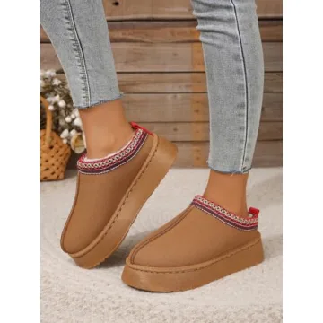 TOCONFFON Womens Faux Fur Platform Slippers Warm Cozy Boots