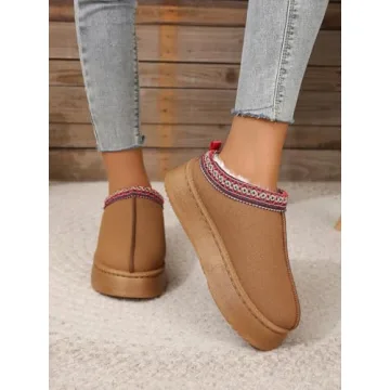 TOCONFFON Womens Faux Fur Platform Slippers Warm Cozy Boots