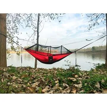 Sunyear Camping Hammock, Portable Double Hammock with Net, 2 Person Hammock Tent with 2 * 10ft Straps, Best for Outdoor Hiking Survival Travel