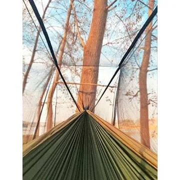 Sunyear Camping Hammock, Portable Double Hammock with Net, 2 Person Hammock Tent with 2 * 10ft Straps, Best for Outdoor Hiking Survival Travel