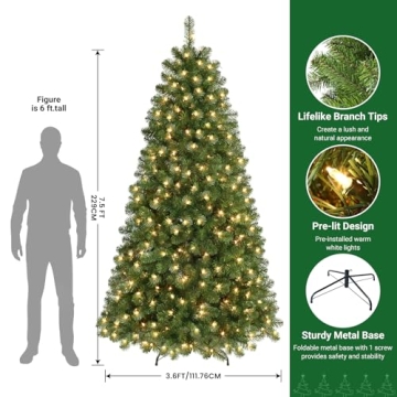 SHareconn 7.5ft Prelit Premium Christmas Tree for Your Home