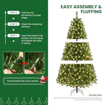 SHareconn 7.5ft Prelit Premium Christmas Tree for Your Home