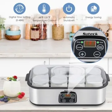 Automatic Digital Yogurt Maker with 8 Glass Jars for Home Use