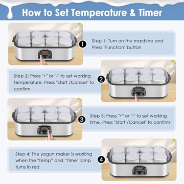 Automatic Digital Yogurt Maker with 8 Glass Jars for Home Use